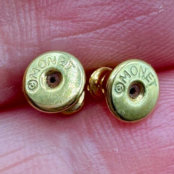 Vintage Monet Graduated Gold Tone Hoop Earrings Signed 1 1/4” Classic Chic - Picture 9 of 15